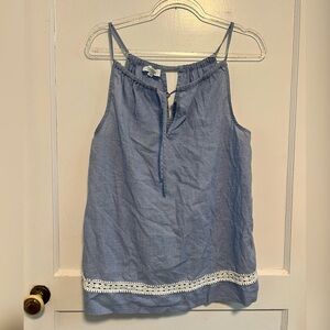 Haven Well Within cotton Blue Camisole with Lace Detail Tank Top Size L